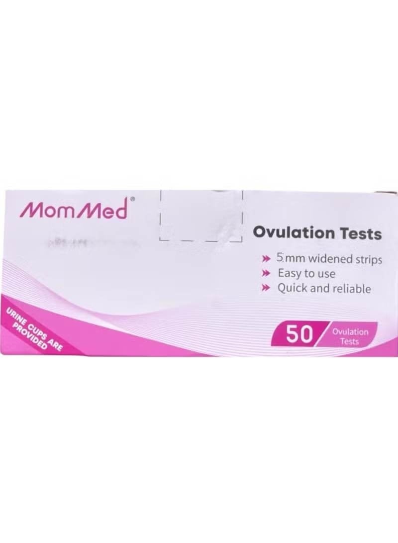 MomMed شرائط اختبار الإباضة من MomMed، مجموعة توقع الإباضة بقدرة 50 LH مع 50 كوب مجموعة، تتبع اختبار الإباضة بدقة، نتائج حساسية عالية للاختبار المنزلي للنساء - Image 1
